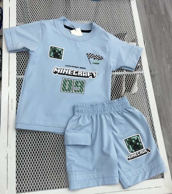 Conjunto Minecraft Azul Claro